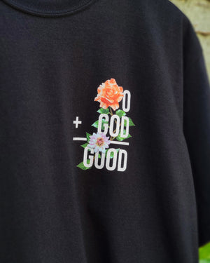 0+G0D=G00D Flower Black Organic Cotton T-shirt