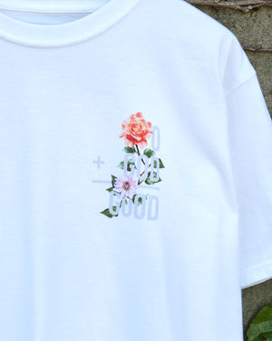 0+G0D=G00D Flower White Organic Cotton T-shirt